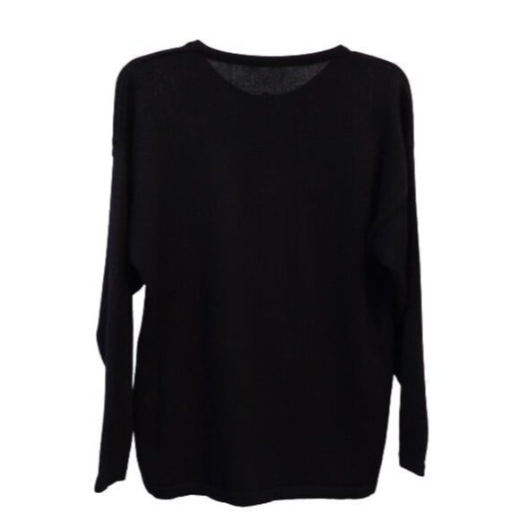 Vtg Black Gold Diamond Argyle Button Cardigan Sweater Merino Wool Italy Sz 44 M - Picture 3 of 4